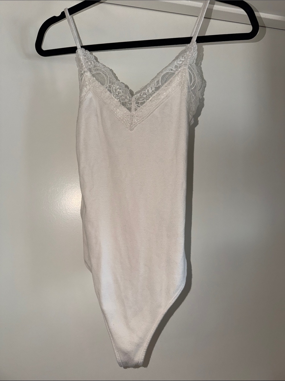 Abercrombie & Fitch White Lace-Trim Slip Bodysuit